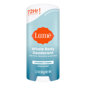 Lume Whole Body Deodorant - Unscented, 2.2 oz, Aluminum-Free, Hypoallergenic for Sensitive Skin